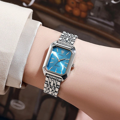 Luxury Women Watch Quartz Square Bracelet Classic - Silver Blue