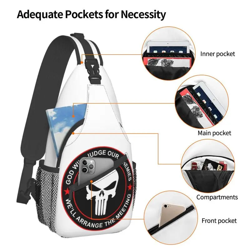 Punisher Skull Sling Crossbody Backpack Urban