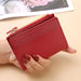 Wallet with Zipper Card Slots and Mini Money Clip Pouch - Red