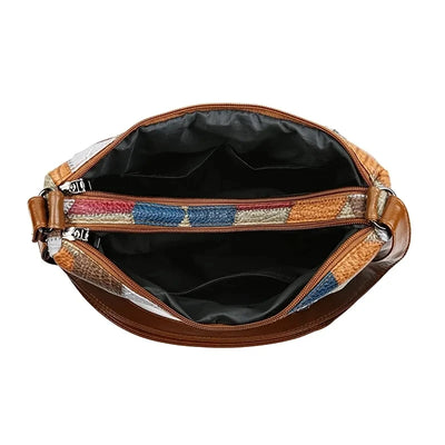 Geometric Patchwork Crossbody Bag For Everyday Elegance