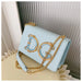 Ornate Monogram Chain Bag with Petite Silhouette Detail - Blue
