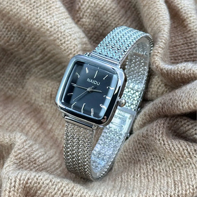 Lux Square Dial Quartz Watch with Mesh Strap Deluxe