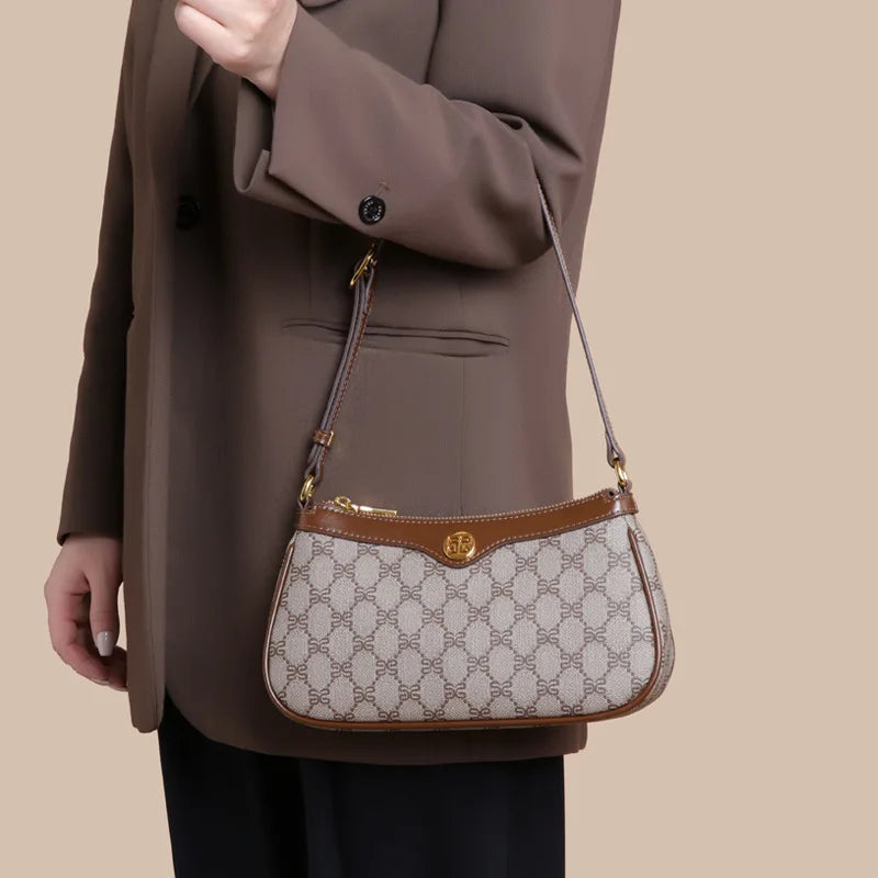 Retro Commuter Crossbody Bag With Vintage Monogram