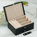 PU Leather Jewellery Storage Box with Ring Compartments - Black