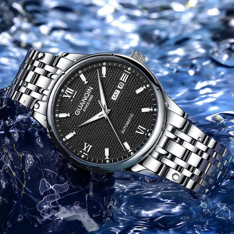 Automatic Mechanical Wristwatch with Calendar Display
