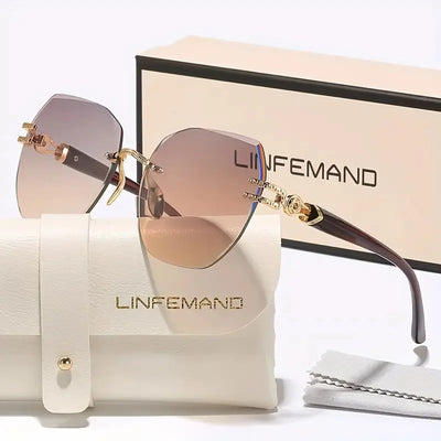 Geometric Frameless Sunglasses with UV400 Lenses Gift - WO2MEN