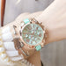 Elegant Chronograph Bracelet Timepiece With Roman Dial - Green