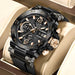 Chronograph Watch with Silicone Strap Dual Display - Black Rose Gold
