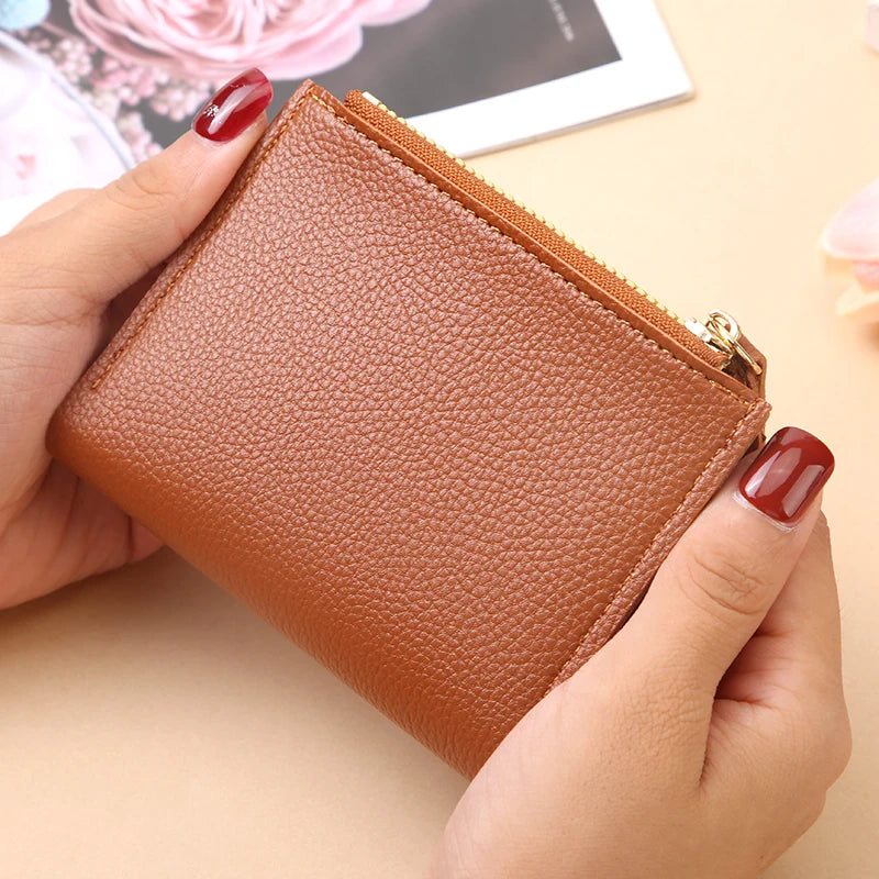 Wallet with Zipper Card Slots and Mini Money Clip Pouch - WO2MEN