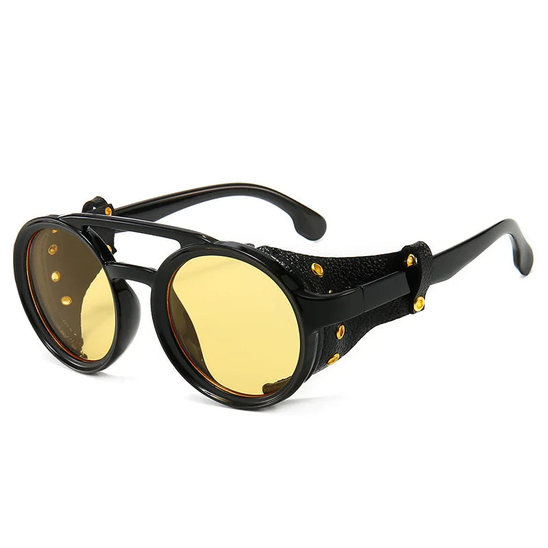 Steampunk Shields Sunglasses Leather Side UV400 Lens