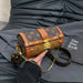 Monogram Barrel Shoulder Bag with Gold Lock Detailing - Brown