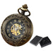 Lux Retro Skeleton Pocket Watch with Chain Exquisite - Bronze With Box