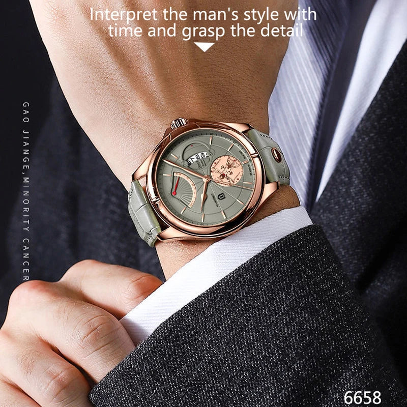 Aurora Meridian Chrono Watch With Leather Strap Premier