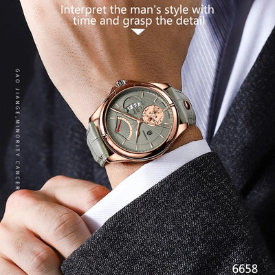 Aurora Meridian Chrono Watch With Leather Strap Premier