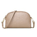 Snake Embossed Crossbody Handbag with Detachable Strap - Khaki