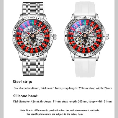 Automatic Skeleton Dial Wristwatch with Rotating Plate