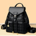 Backpack With Checkered Pattern And Flap Closure Design - Black
