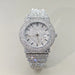 Diamond Paved Stainless Steel Watch with Luminous Dial - Silvery