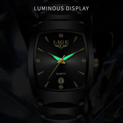 Quartz Watch with Luminous Dial and Diamond Markers