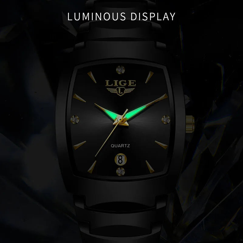 Quartz Watch with Luminous Dial and Diamond Markers