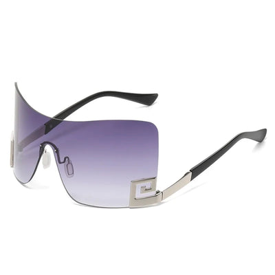 Arc Shield Rimless Sunglasses UV400 Protection - C V2
