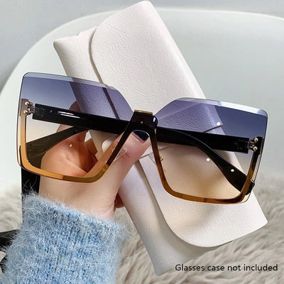 Half Frame Sunglasses With Gradient Lenses Square Form - WO2MEN