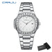 Diamond Bezel Timepiece With Luminous Dial Elegance - Silver White