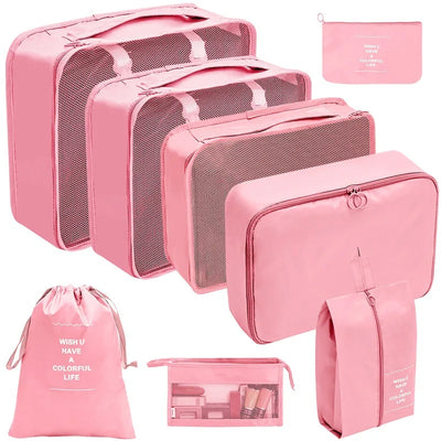 Eight Piece Travel Packing Cube Set for Neat Luggage
