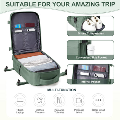 Cabin Size Travel Backpack With Shoe Compartment Deluxe
