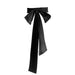 Velvet Bowknot Self Tie Waist Belt with Ribbon Ends - Black