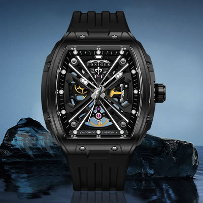 Skeleton Tourbillon Automatic Watch with Luminous Dial