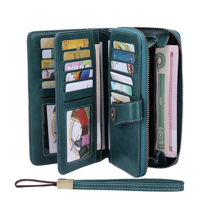 Elegant RFID Wallet Clutch for Card Slots and Strap - WO2MEN