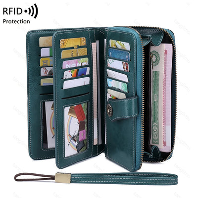 RFID Protected Long Wallet Clutch With Ample Card Slots