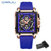 Skeleton Square Chronograph Timepiece With Subdials - Blue