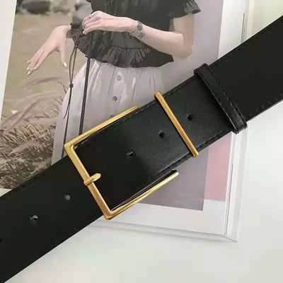 Belt with Square Buckle for Women Everyday Wear