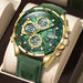 Wristwatch with LED Display and Multiple Time Zone - Gold Green