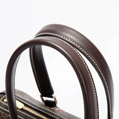 Refined Jacquard Motif Bowling Handbag with Tassel