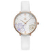 Watch Floral Dial Mesh Strap Timepiece for Everyday - White Leather
