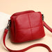 Snake Embossed Crossbody Handbag with Detachable Strap - Red