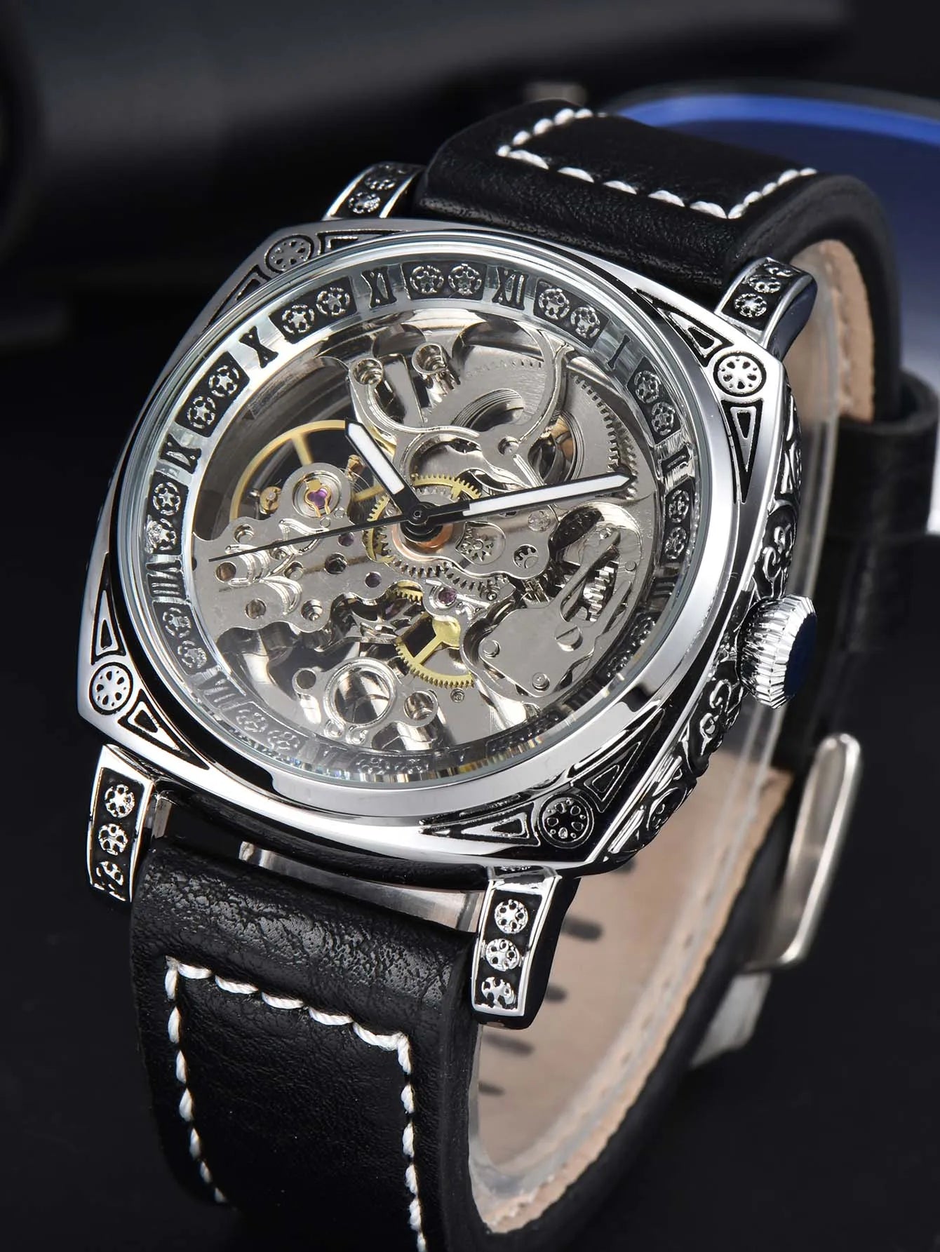 Skeleton Mechanical Watch Openwork Dial Luminous Hands