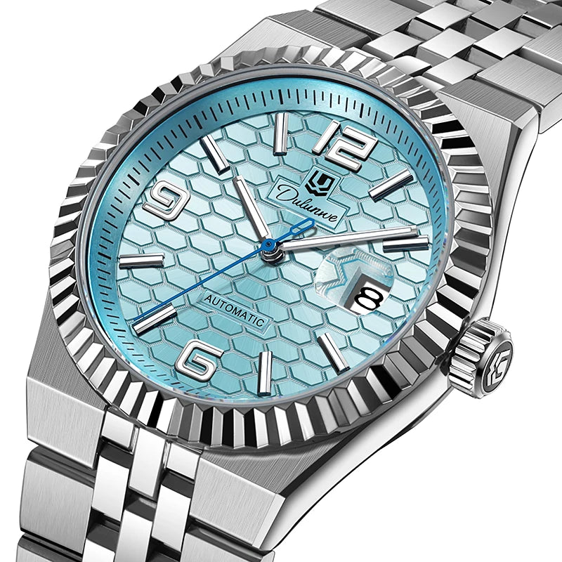 Wristwatch Automatic Calendar Honeycomb Pattern Dial