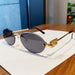 Oval Rimless Sunglasses with Ornate Detailing Frame - Black