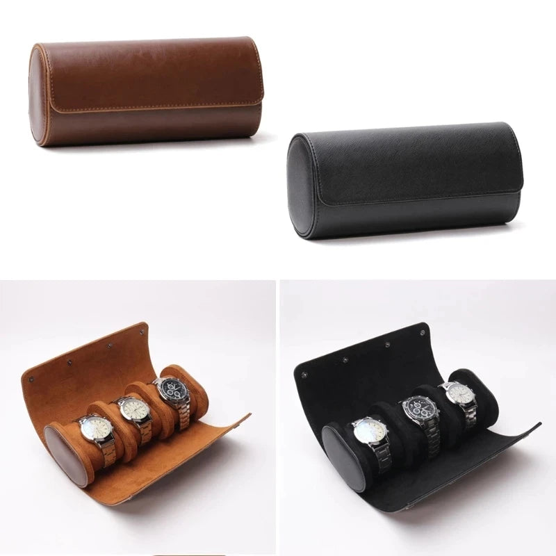 Watch Roll Leather with Removable Pillows