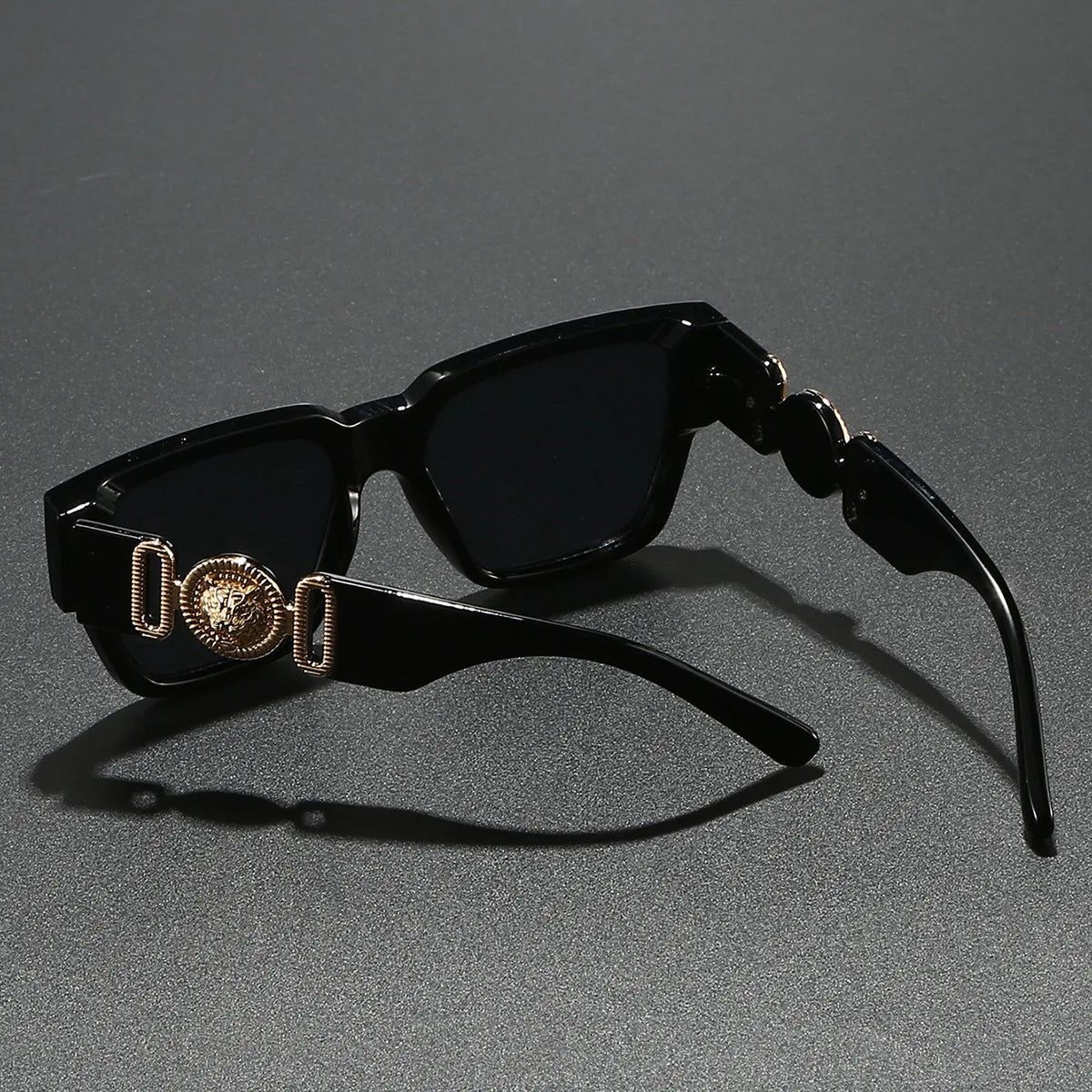 Sunglasses Square Frame Crest Temple Signature