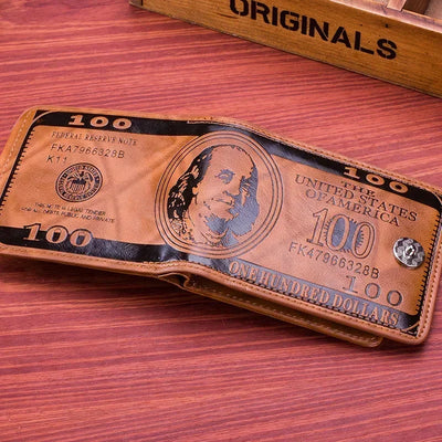 Dollar Note Pattern Wallet With Snap Closure Card Slots