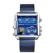 Square Dual Display Wristwatch with Analog Digital - Blet Blue