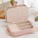 Portable Leather Jewelry Storage Box Travel Organizer - Pink