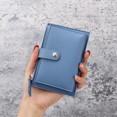 Graceful Slim Card Wallet with Snap Closure and Coin