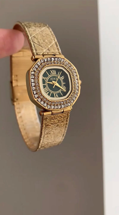 Ladies Diamond Bezel Quartz Watch Vintage Style