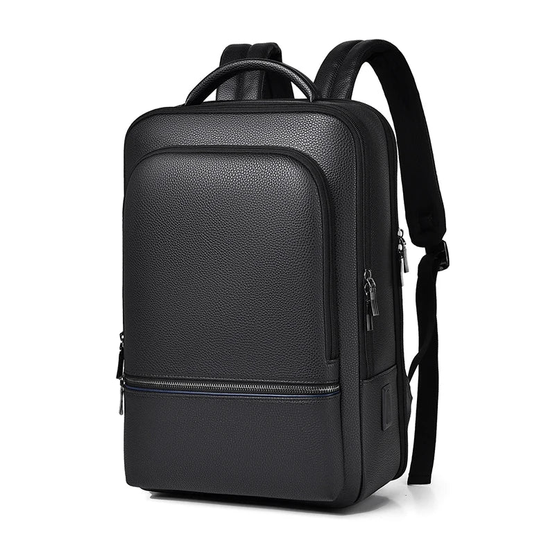 PU Leather Backpack with USB Charging Port for Travel